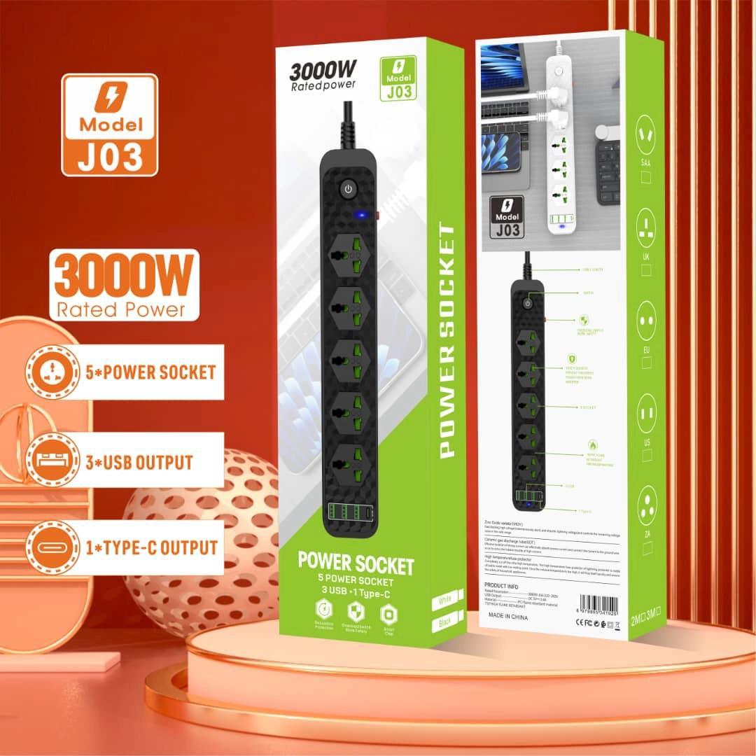 [BoostxCoins]5 Power Socket 3 Usb Output 1 Type C Output Power Socket